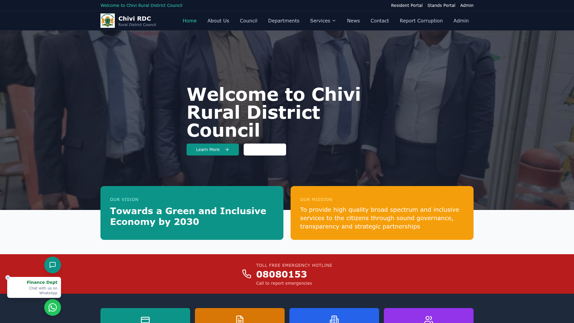 Chivi Rural District Council website screenshot